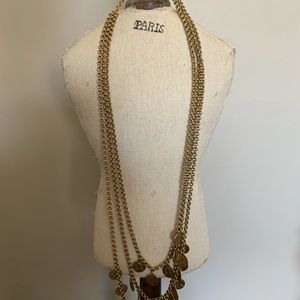 Gold tone coin necklace